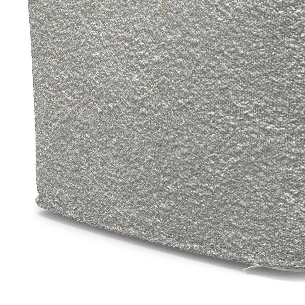 Chantal 24 inch Wide Contemporary Pouf in Light Grey Boucle Fabric. Picture 4