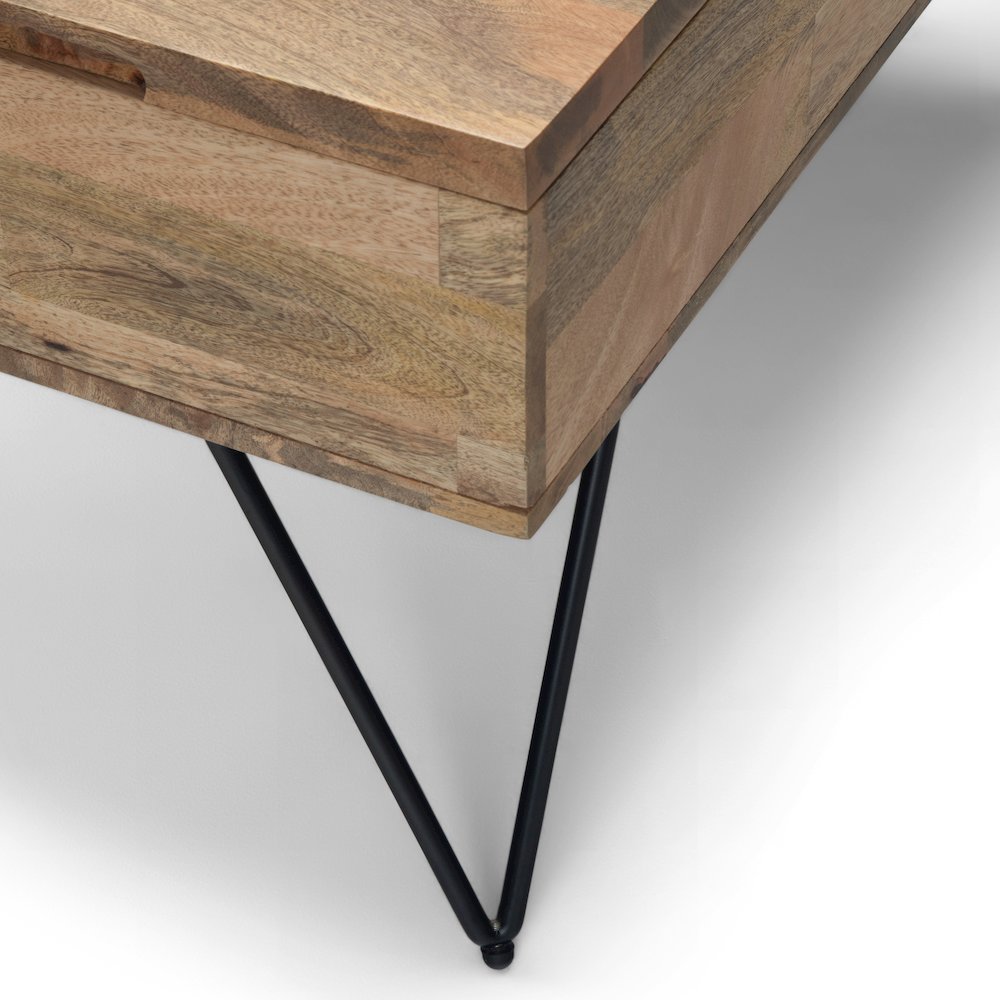 Hunter Solid Mango Wood Lift Top Square Coffee Table In Natural. Picture 4