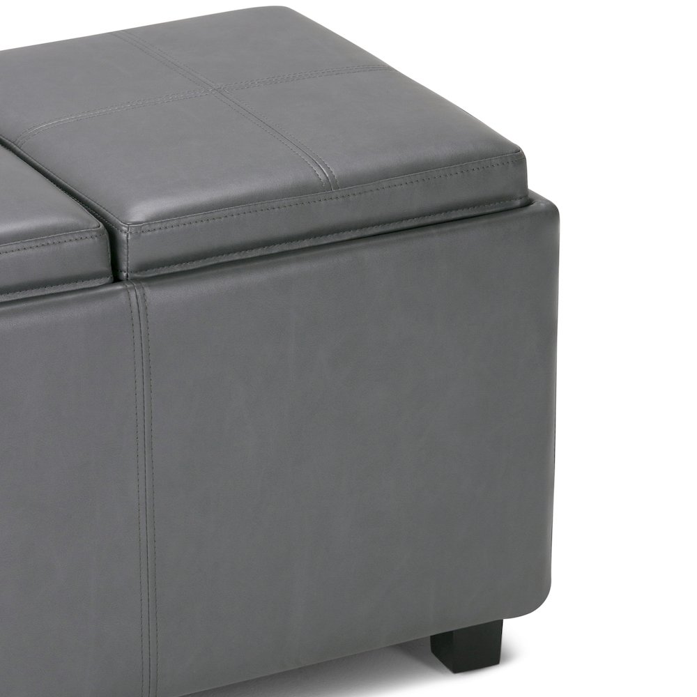 Avalon Storage Ottoman In Stone Grey Vegan Faux Leather. Picture 4