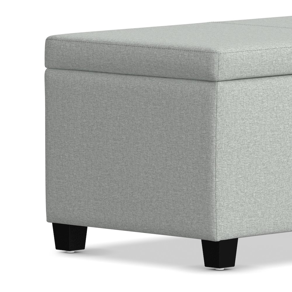 48 inch Wide Storage Ottoman Bench in Light Stone Grey Linen Look Fabric. Picture 3