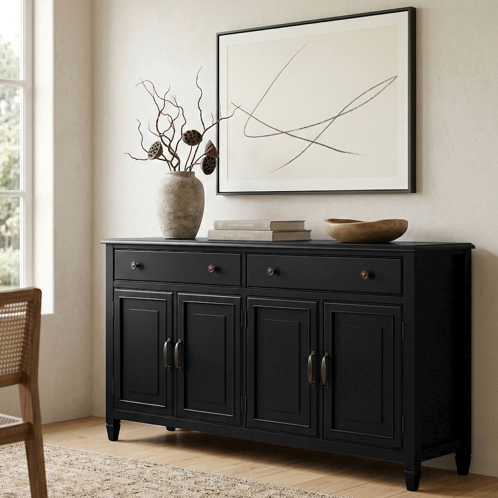 Connaught 67in W Solid Wood Traditional Large Sideboard Buffet Storage Cabinet. Picture 2
