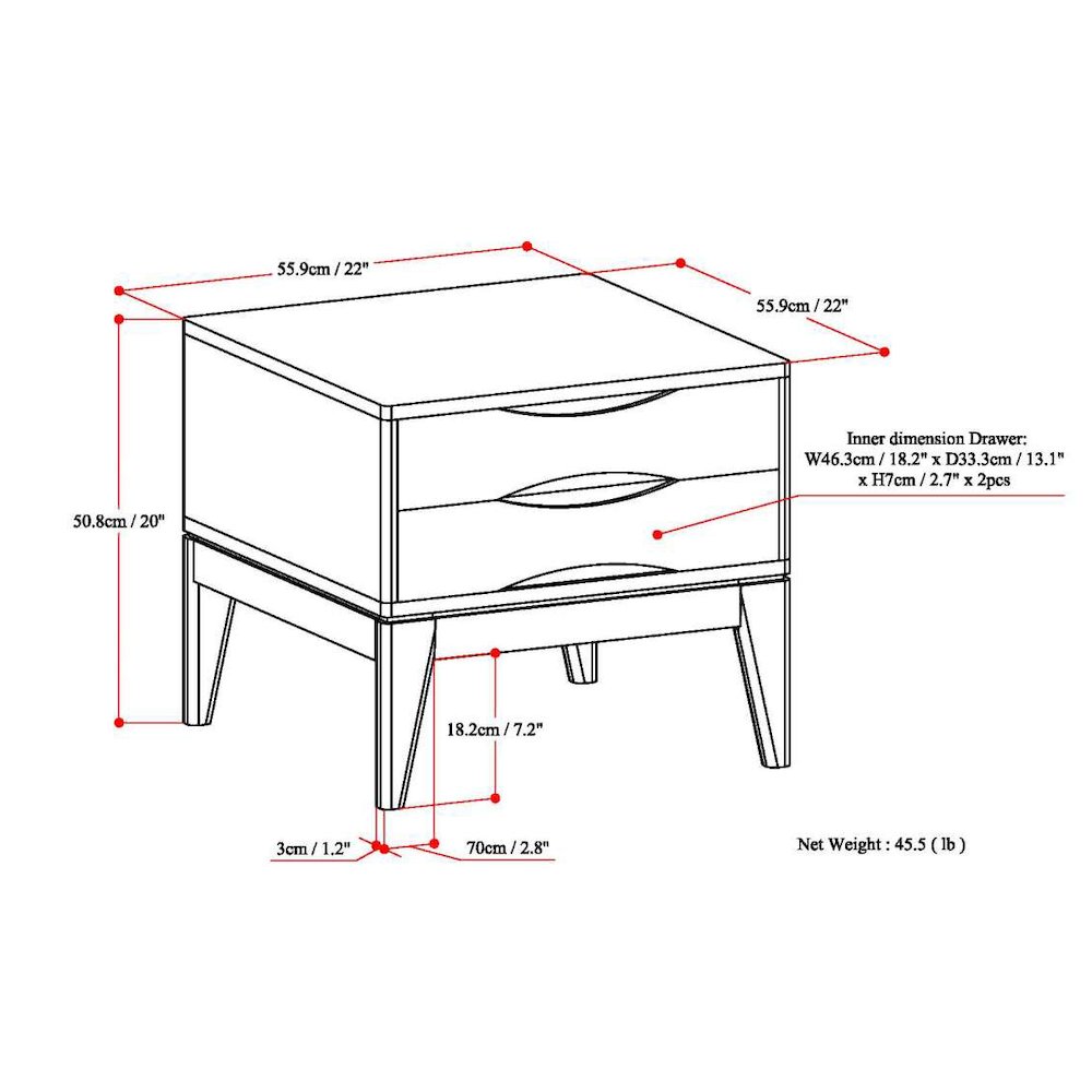 Harper Solid Hardwood End Table In Teak Brown. Picture 6