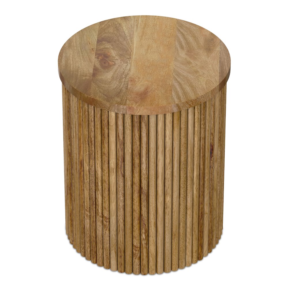 18 inch Wide Solid Mango Industrial Accent Table in Natural, Assembled. Picture 3