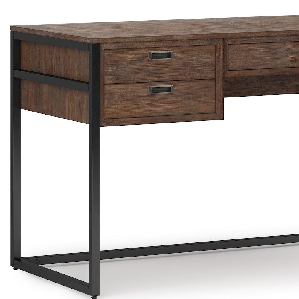 Richmond Solid Acacia Wood Desk In Rustic Natural Aged Brown. Picture 4