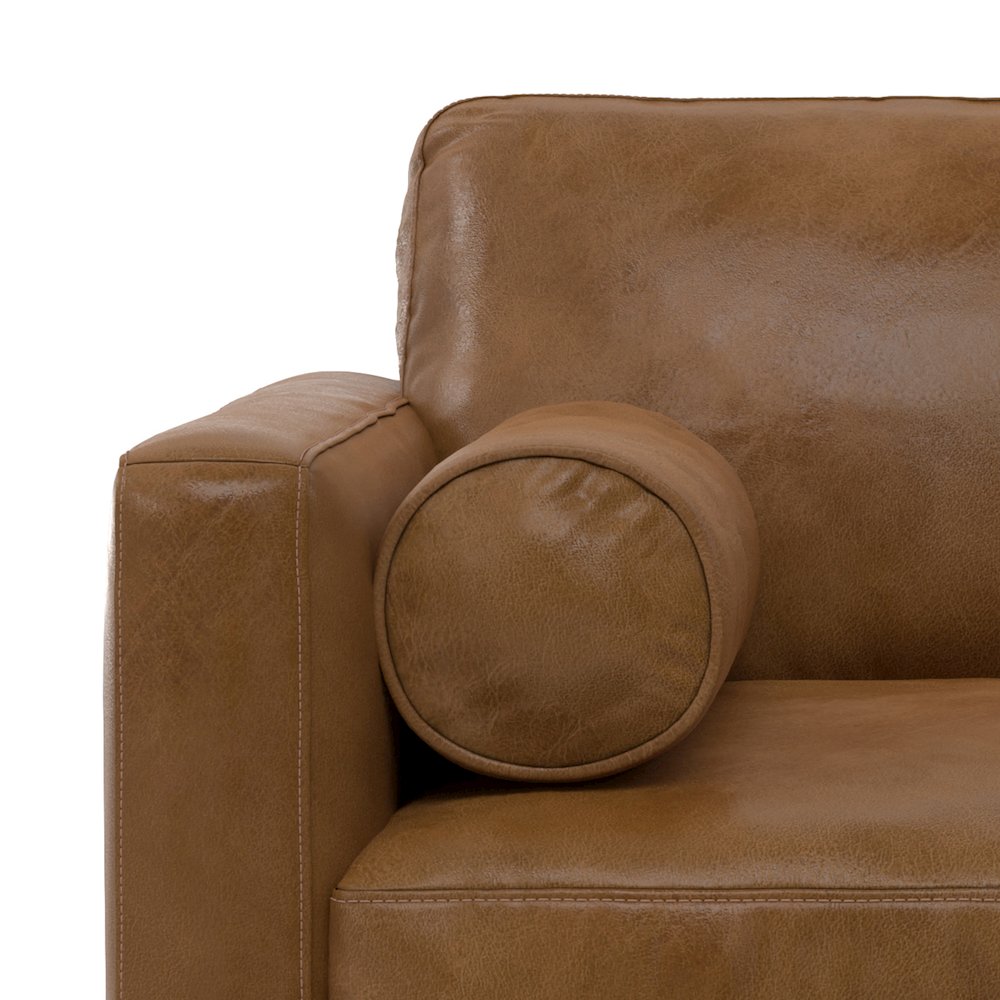 Mid-Century Modern Accent Chair In Caramel Brown Top Grain Genuine Leather. Picture 4