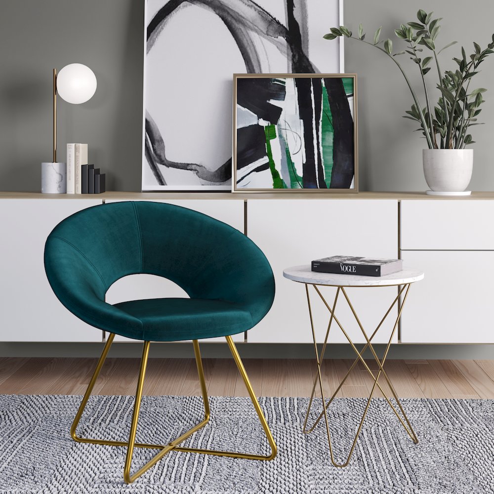 Barrett Accent Chair In Teal Velvet Fabric. Picture 5