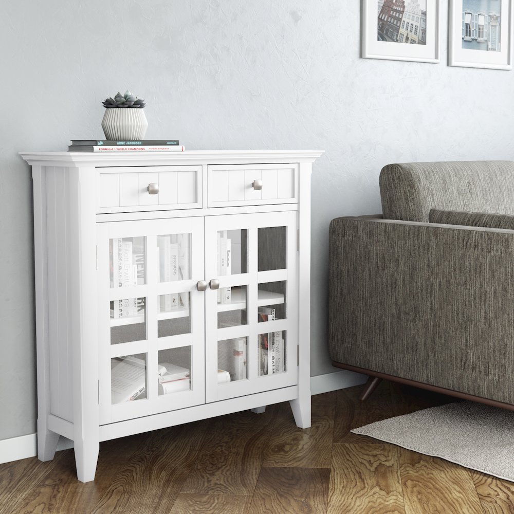 Acadian Solid Wood Entryway Storage Cabinet In White. Picture 5