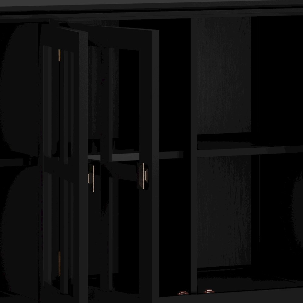 Artisan Solid Wood Wide 4 Door Storage Cabinet In Black. Picture 4