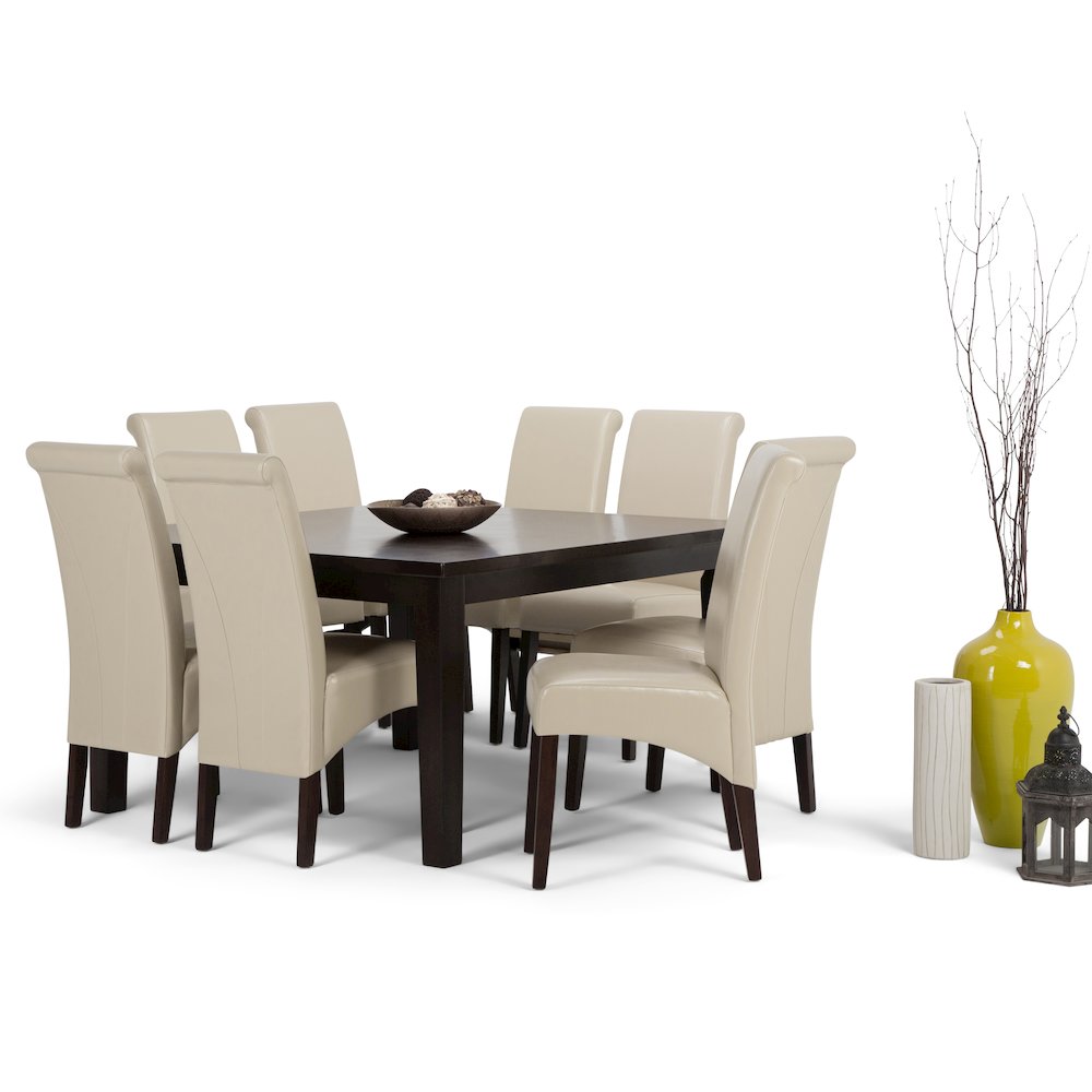 Avalon Solid Hardwood 9 Piece Dining Set In Satin Cream. Picture 5