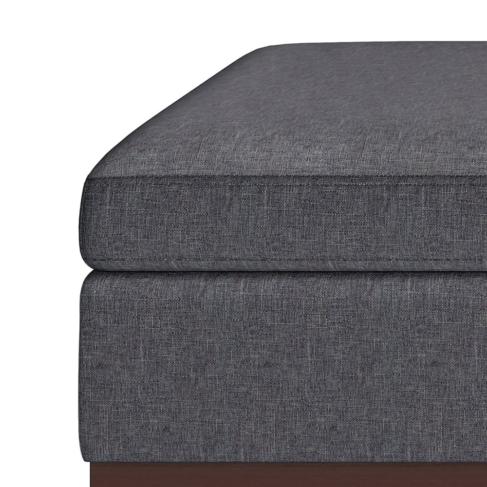 Owen Square Coffee Table Storage Ottoman In Slate Grey Linen Look Fabric. Picture 2