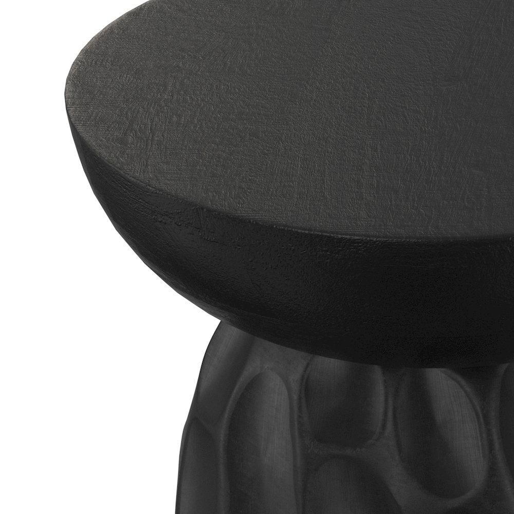 Boyd 13 inch Wide Solid Mango Contemporary V-Chisel Accent Table in Black. Picture 5