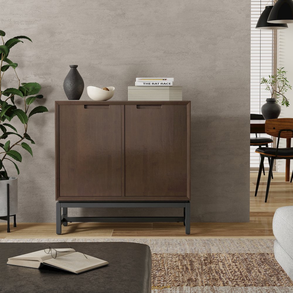Banting Solid Hardwood Low Storage Cabinet In Walnut Brown. Picture 5