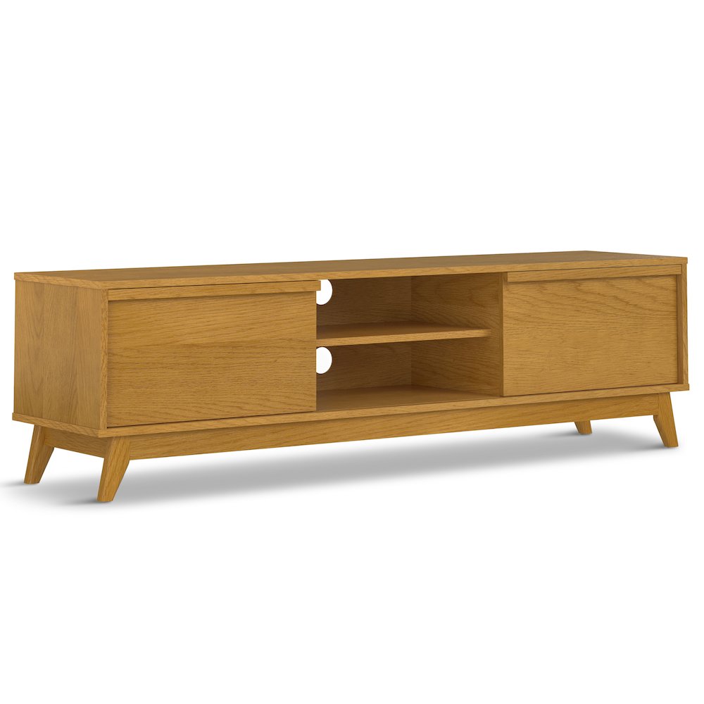 Lennon  72 Inch Wide Mid Century Modern Tv Media Stand In Oak Veneer. Picture 1