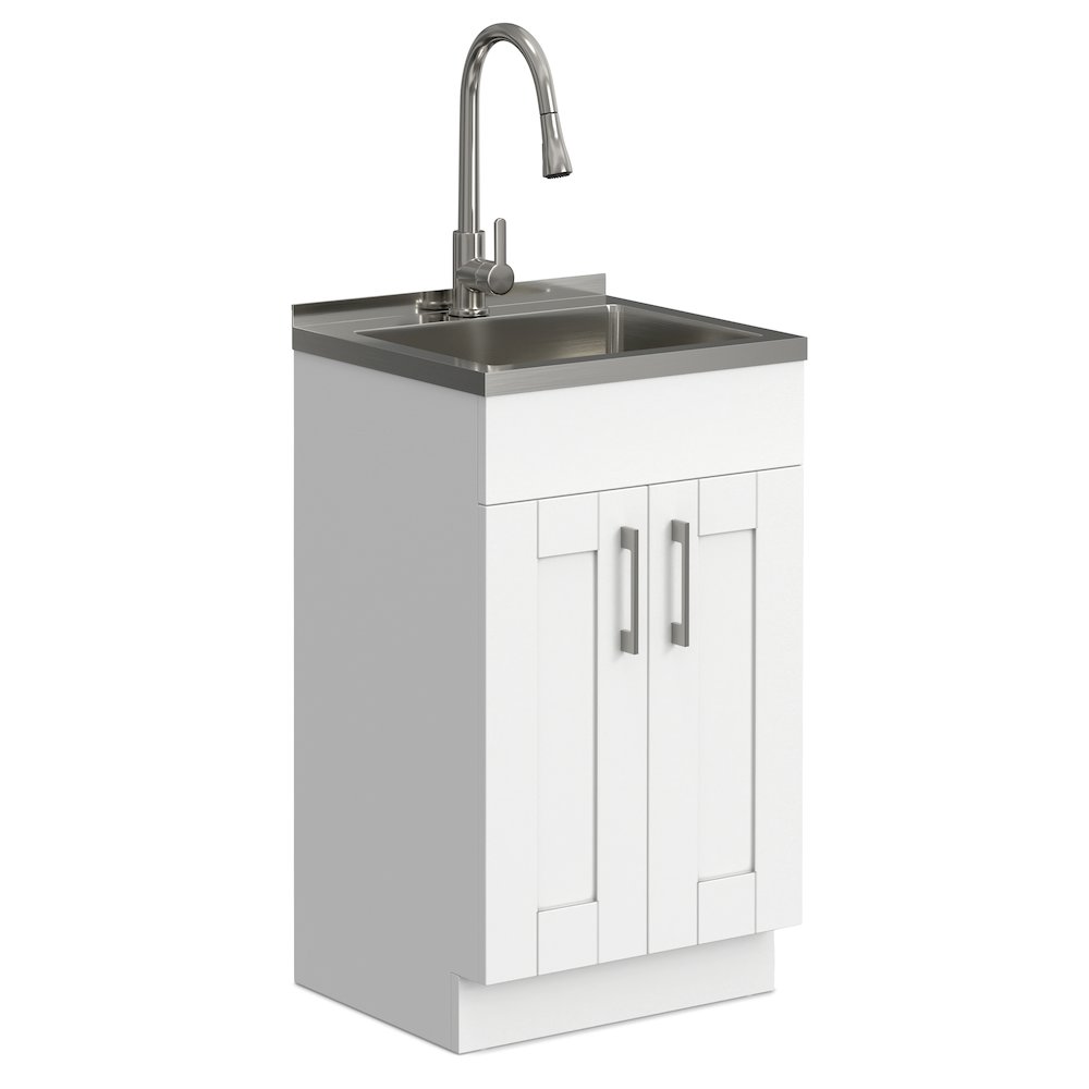 Modern Wide Shaker All-In-One 20-inch Laundry Utility Sink and Cabinet. Picture 1