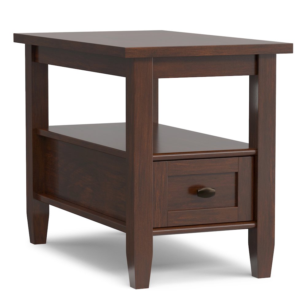 14 inch Wide Solid Wood Transitional Narrow Side Table in Russet Brown. Picture 1