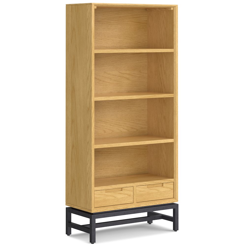 Banting Solid Wood Mid Century Bookcase In Oak Veneer. Picture 1
