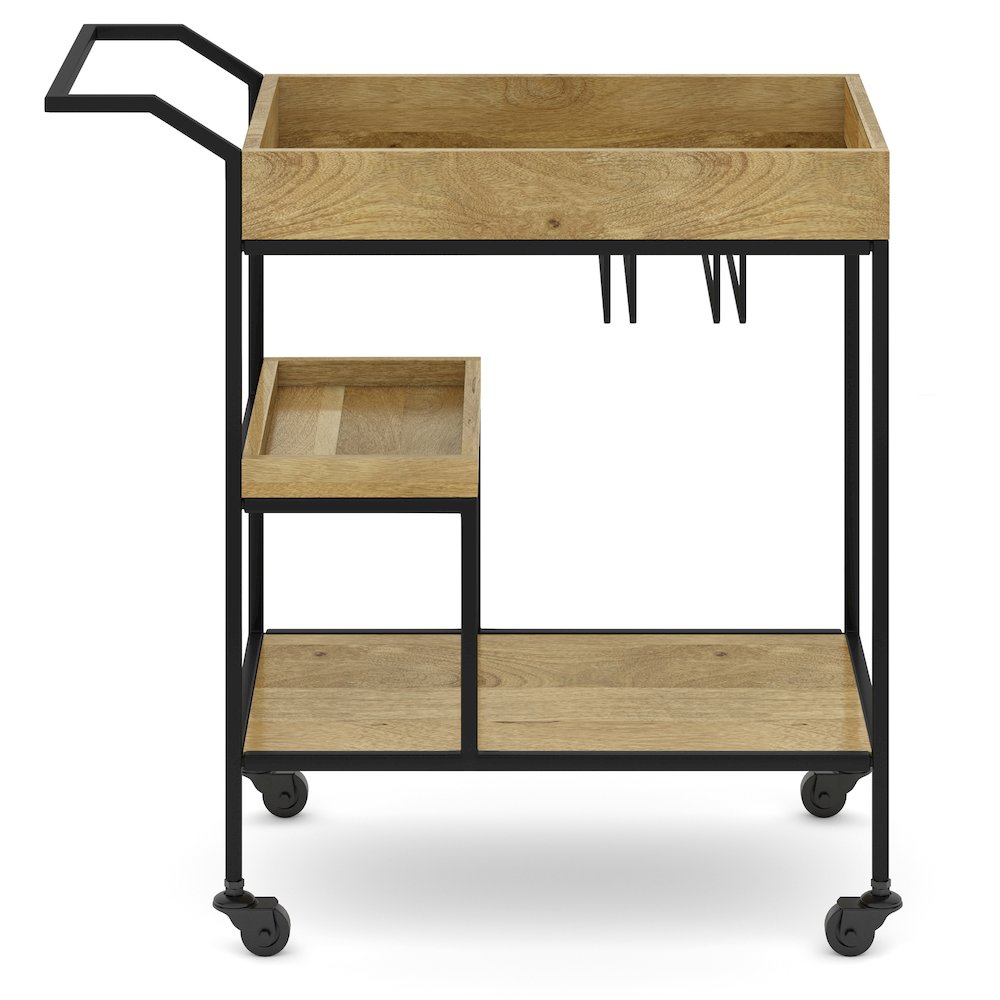 Barnes Solid Mango Wood 29 Inch Bar Cart In Natural. Picture 4