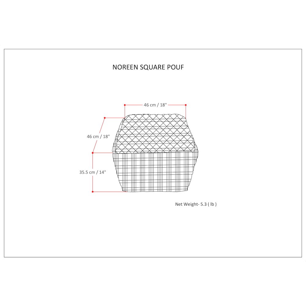 Noreen Square Pouf In Dark Blue And White Handloom Woven Pattern. Picture 6