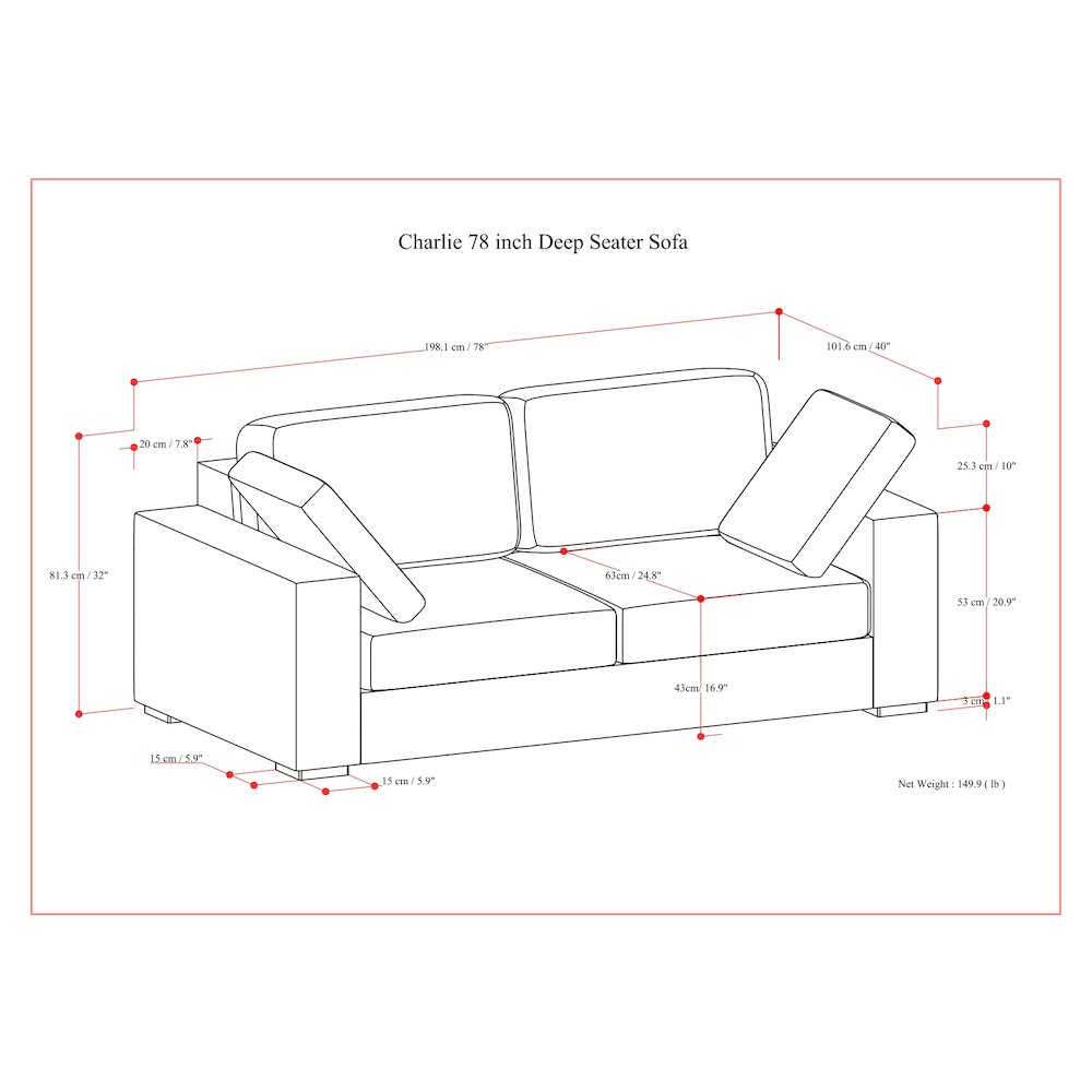 Charlie 78-Inch Sofa In Tightly Woven Performance Fabric. Picture 6
