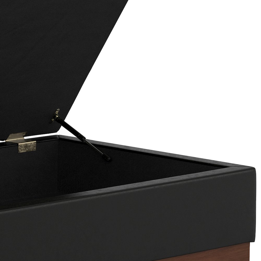 Mariah Coffee Table Storage Ottoman in Midnight Black  PU Black faux leather. Picture 10