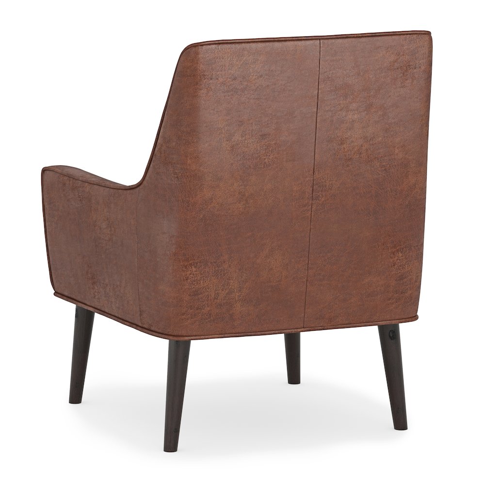 Robson Accent Chair In Distressed Saddle Brown Faux Leather. Picture 4