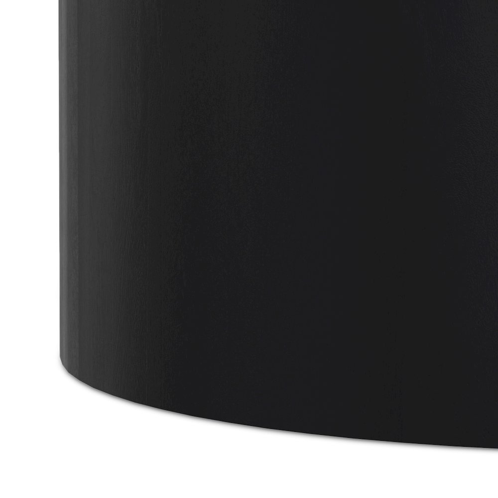 Solid Mango Wood 36 Inch Wide Round Contemporary Drum Coffee Table In Black. Picture 4