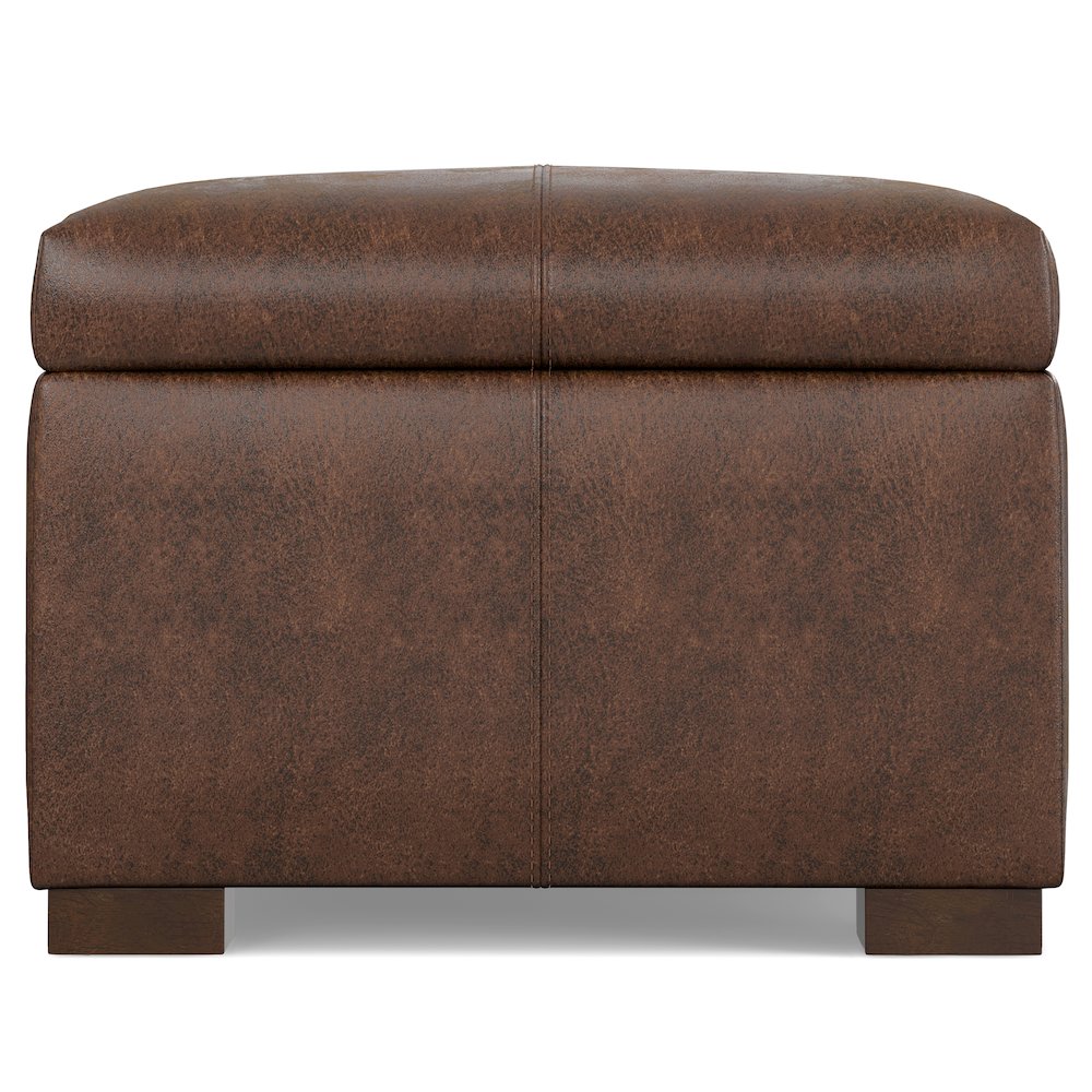 Gabbie Rectangular Storage Ottoman in Distressed Chestnut Brown. Picture 3