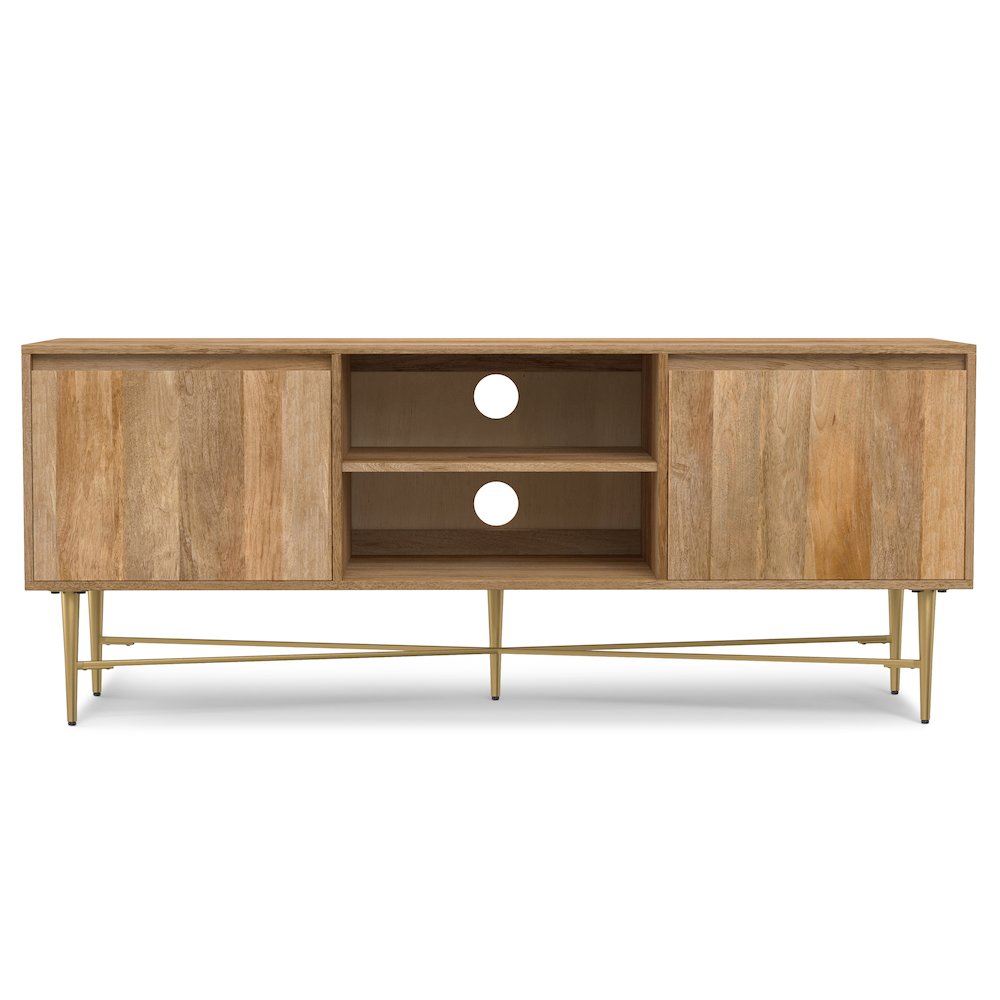 Fallon SOLID MANGO WOOD TV Media Stand in Natural For TVs up to 65 inches. Picture 4