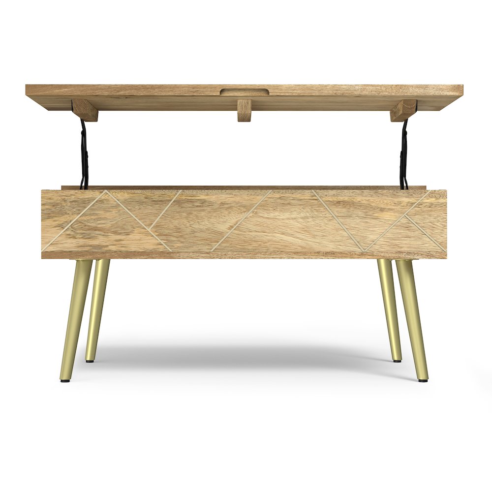 Jager Solid Mango Wood Lift Top Coffee Table In Natural. Picture 4