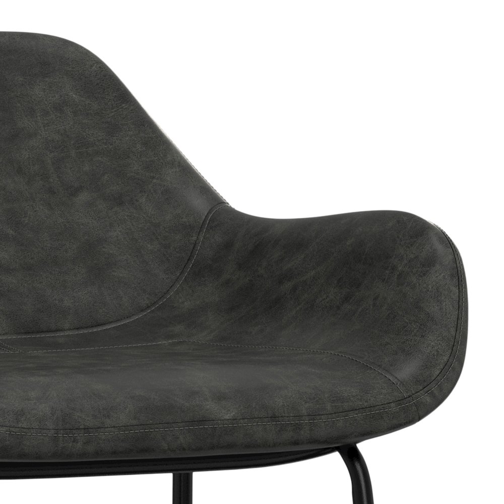 Mira Bar Stool In Distressed Slate Grey  Vegan Faux Leather. Picture 2