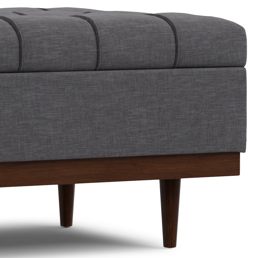 Mariah Coffee Table Storage Ottoman in Slate Grey  Polyester Linen. Picture 12