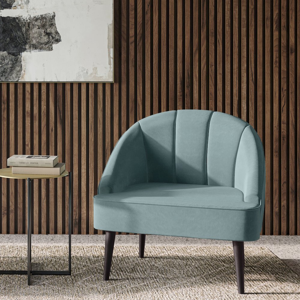 Harrah Accent Chair In Seafoam Blue Velvet Fabric. Picture 5