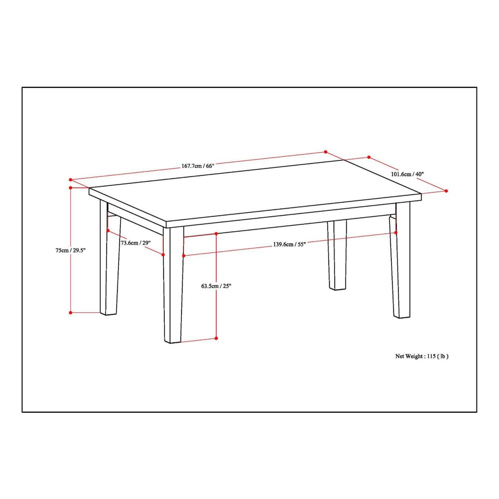 Eastwood Solid Hardwood Rectangle Dining Table In Java Brown. Picture 6