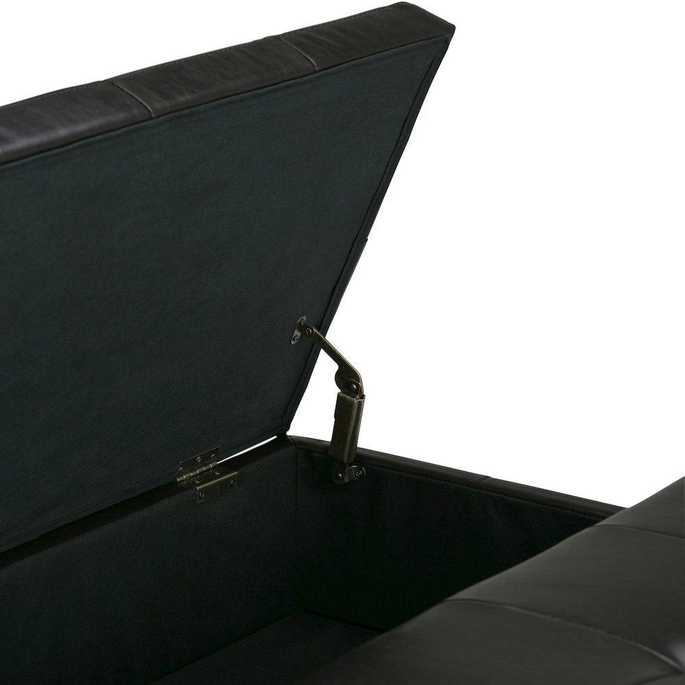 Dover Square Coffee Table Storage Ottoman In Tanners Brown Vegan Faux Leather. Picture 2