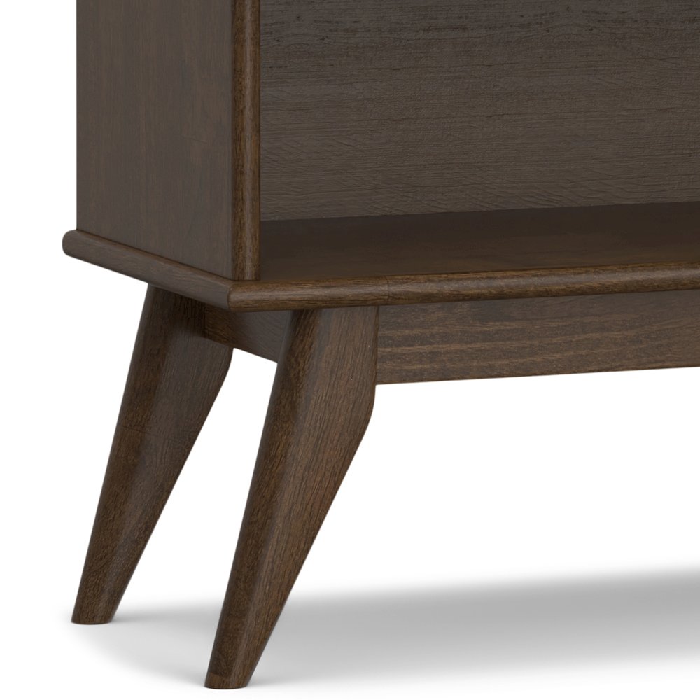 SOLID HARDWOOD 30 inch x 64 inch Mid Century Modern Low Bookcase in Walnut Brown. Picture 6
