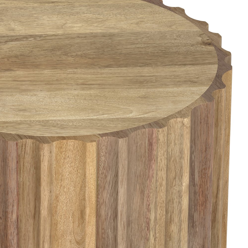 Rolf 16 Inch Wide Solid Mango Boho Contemporary End Table In Natural. Picture 3