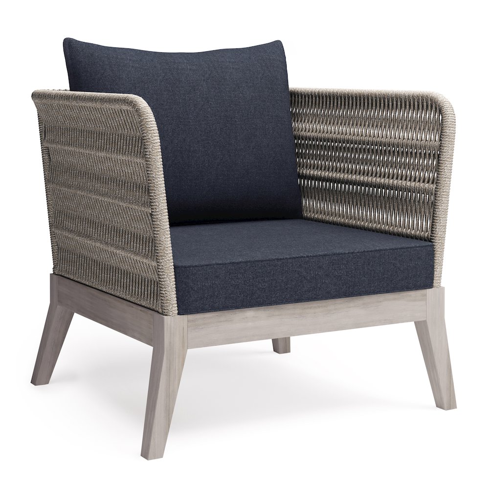 Santiago SOLID ACACIA WOOD Outdoor Conversation Chair in Slate Grey. Picture 1