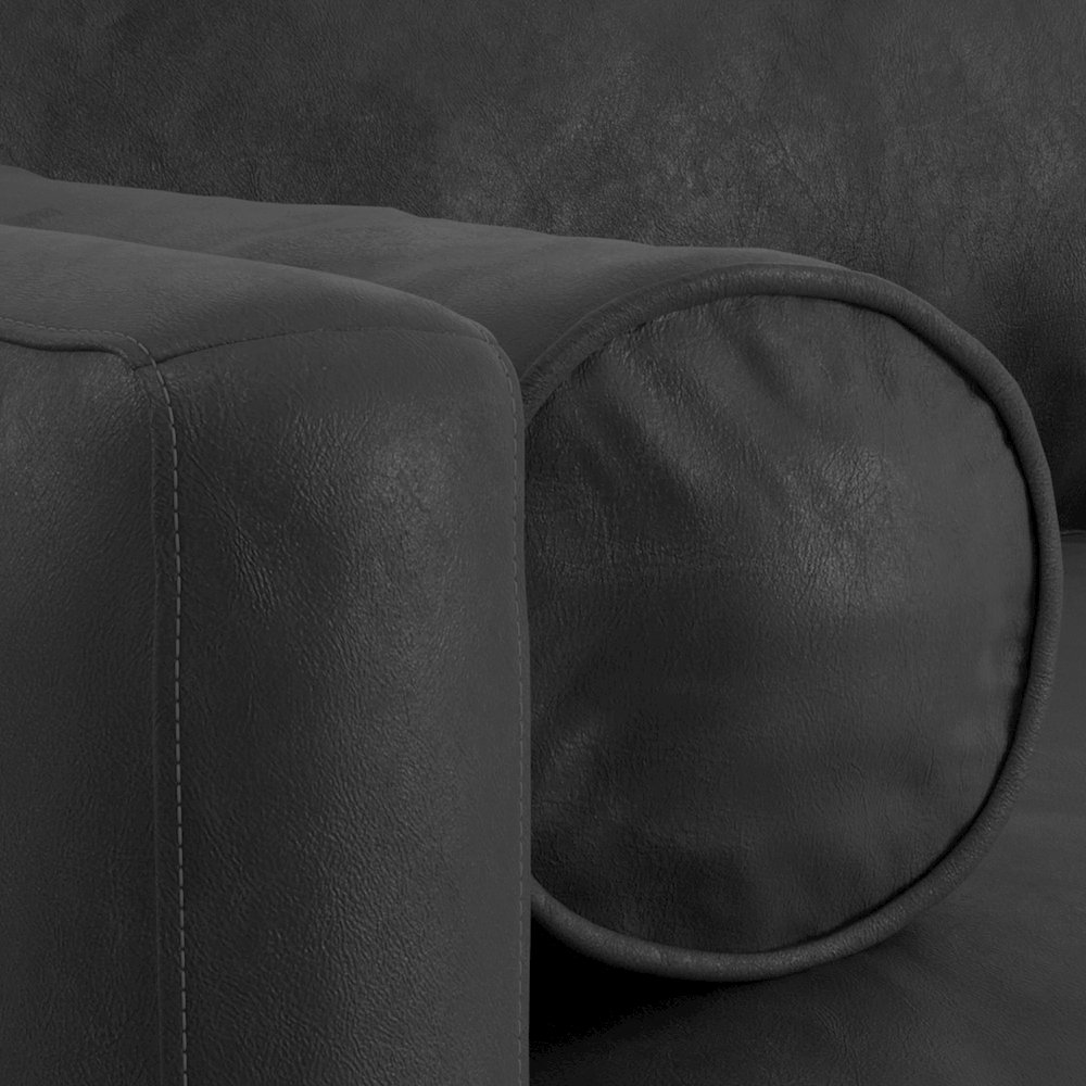 Morrison 89 Inch Wide Mid-Century Modern Sofa In Lead Black Genuine Leather. Picture 3