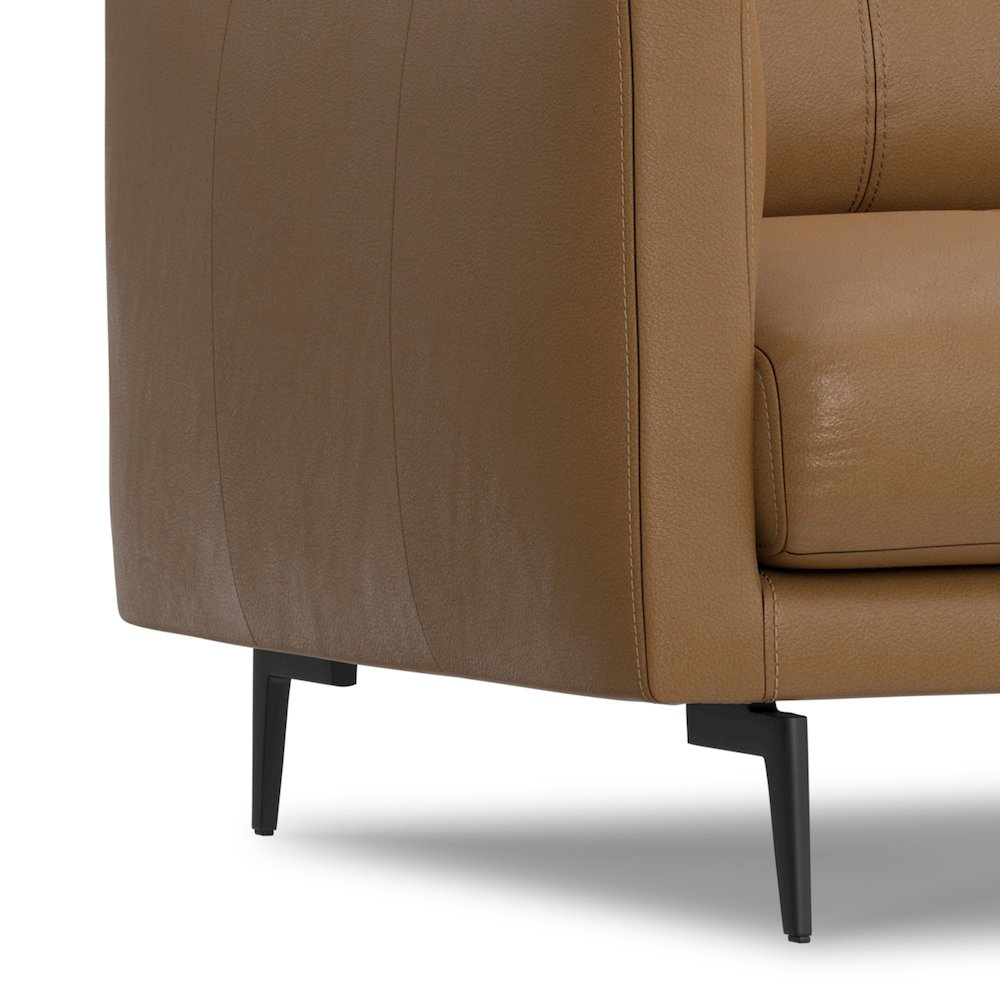 Modern, Mid - Century 60 inch Wide Sofa in Butternut Brown Genuine Leather. Picture 6