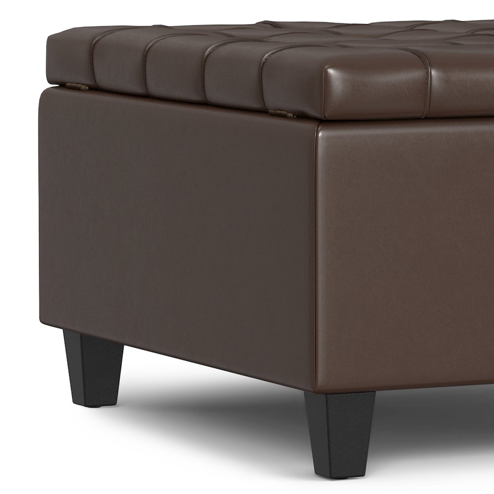 Harrison Small Square Coffee Table Storage Ottoman in Chocolate Brown. Picture 9