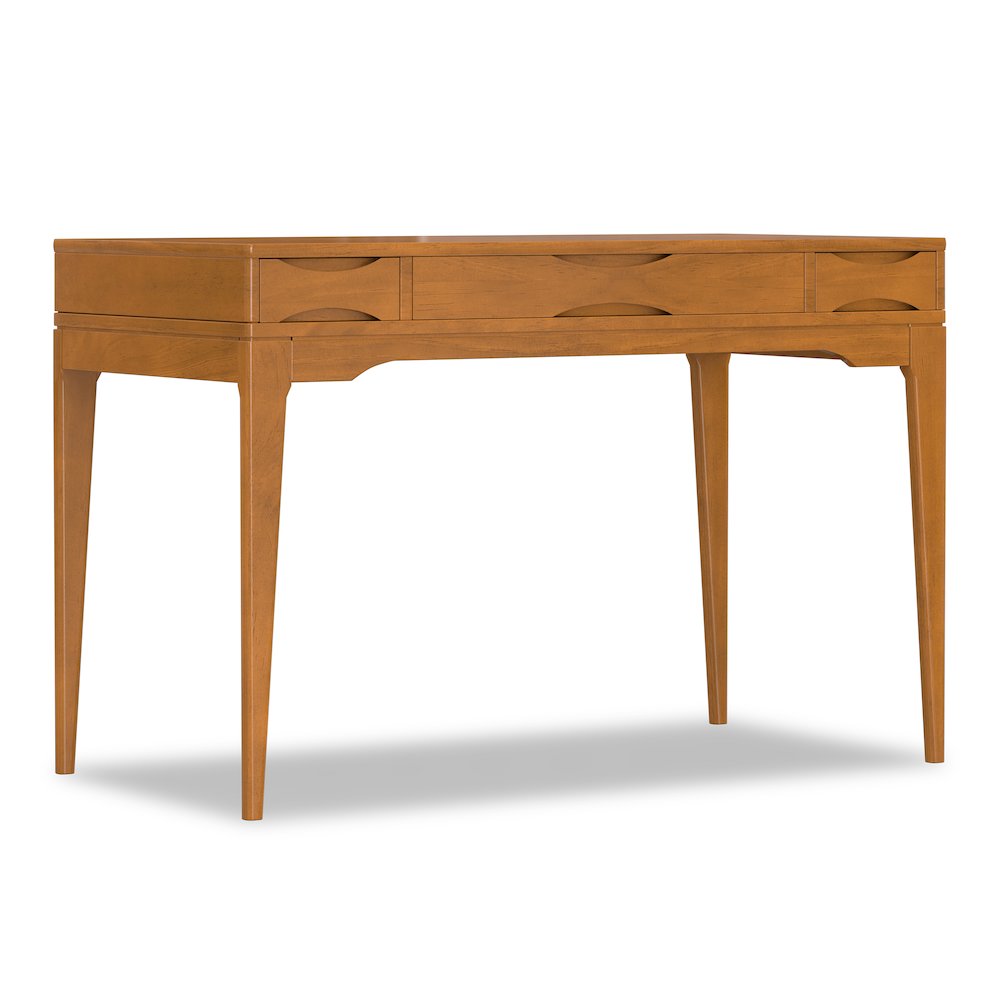 48 inch Wide Solid Hardwood Mid-Century Modern Small Desk in Light Golden Brown. Picture 1