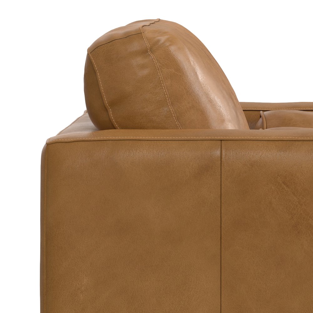 43 Inch Wide Mid-Century Modern Accent Chair In Sienna Top Grain Genuine Leather. Picture 5