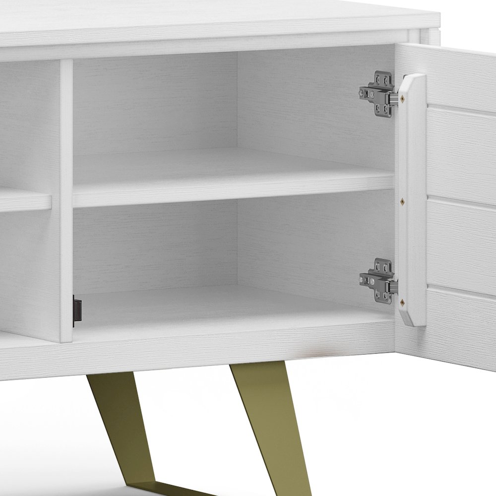 Lowry Solid Acacia Wood Tv Media Stand In White For Tvs Up To 70 Inches. Picture 4