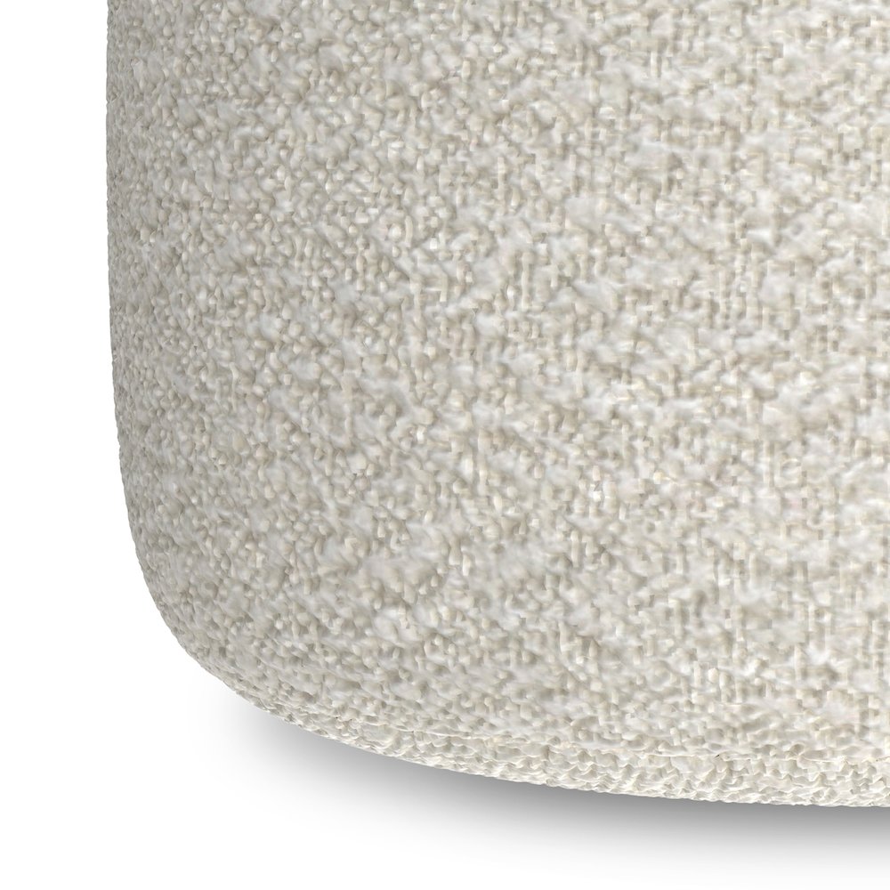 Chantal 18 inch Wide Contemporary Pouf in White Boucle Fabric. Picture 5