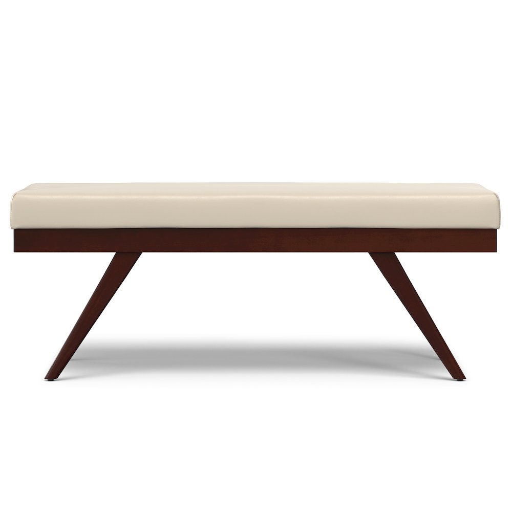 Chanelle SOLID HARDWOOD Mid Century Ottoman Bench in Satin Cream. Picture 4