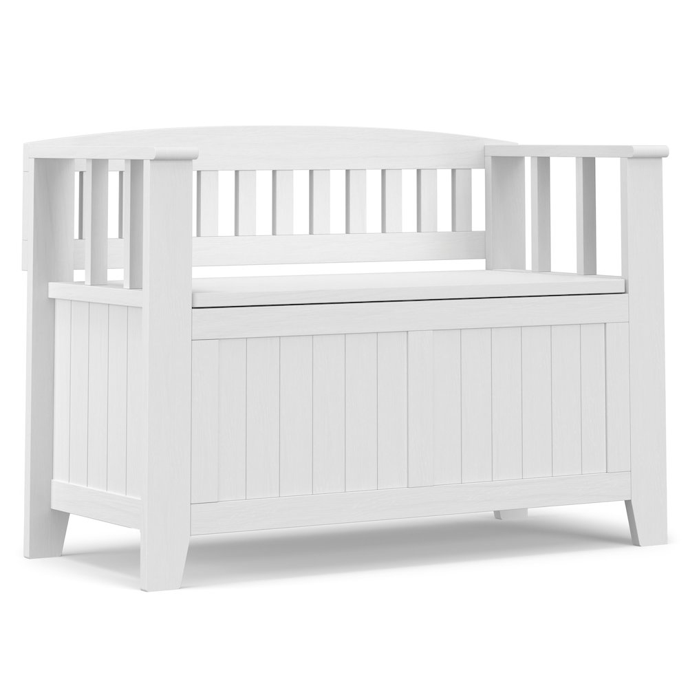 36 Inch Wide Solid Wood Transitional Small Entryway Storage Bench In White. Picture 1