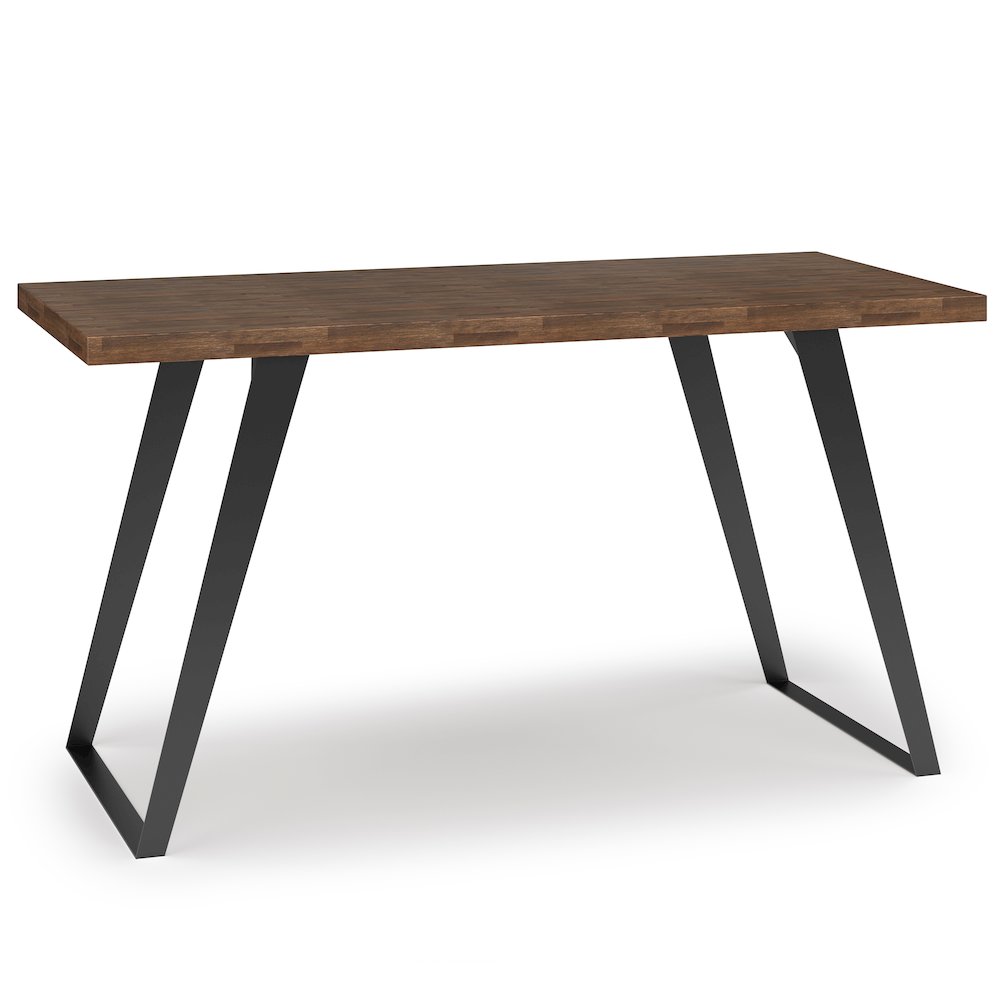 Lowry Solid Acacia Wood Flat Top Desk In Rustic Natural Aged Brown. Picture 3