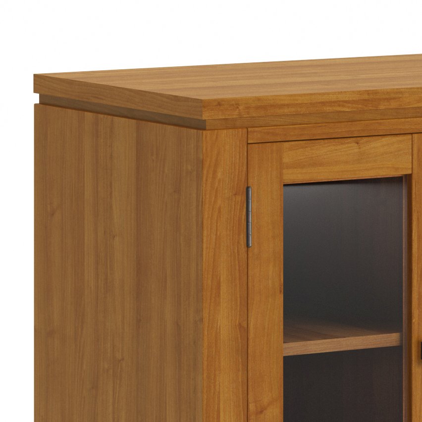 72 Inch Wide Tv Media Stand In Light Golden Brown For Tvs Up To 80 Inches. Picture 2