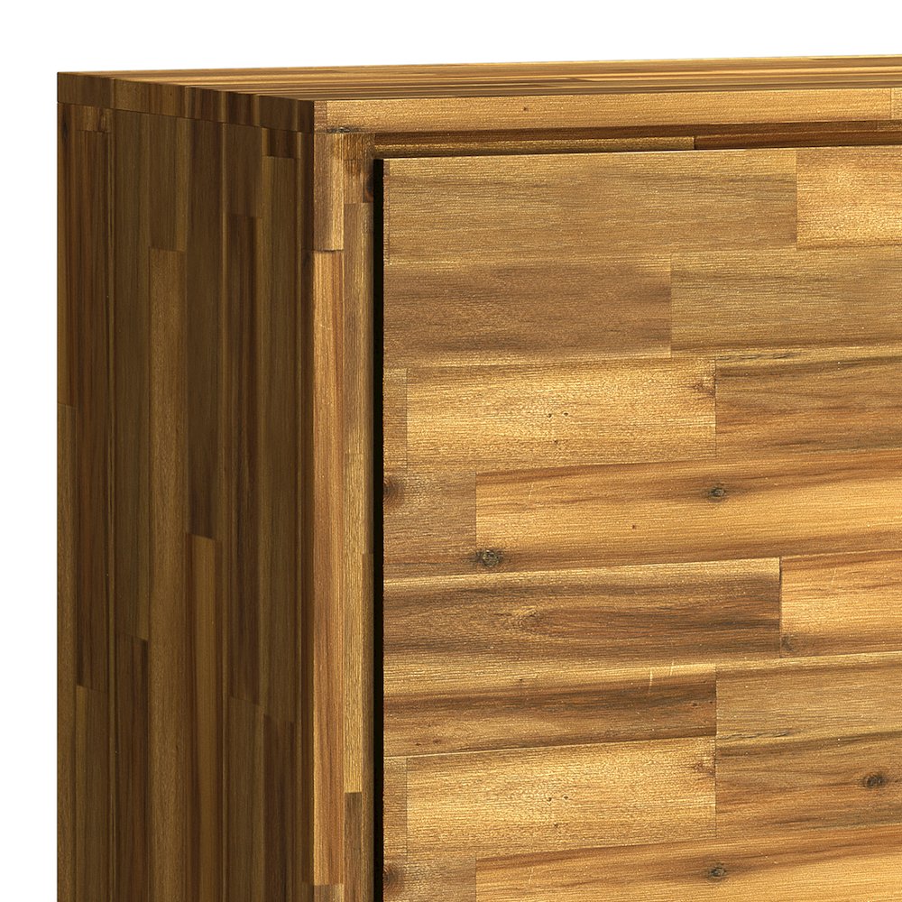 Lowry Solid Acacia Wood Medium Storage Cabinet In Distressed Golden Wheat. Picture 2