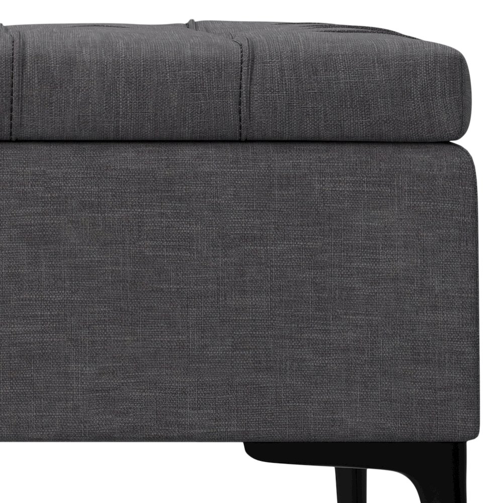 Laura Mid Century Lift Top Storage Ottoman in Slate Grey Polyester Linen. Picture 11